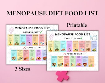 Menopause Friendly Diet Food List PDF | Hormone Support Chart | Printable Midlife Health Guide | US Letter, A4, Tabloid | Instant Download