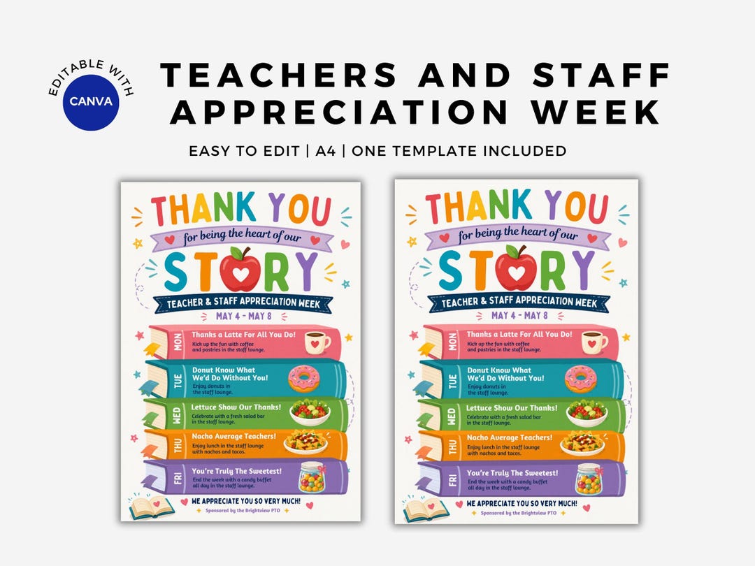 Storybook Weekly Routine Storybook Teacher Appreciation Week Flyer A4 | Weekly Itinerary ...