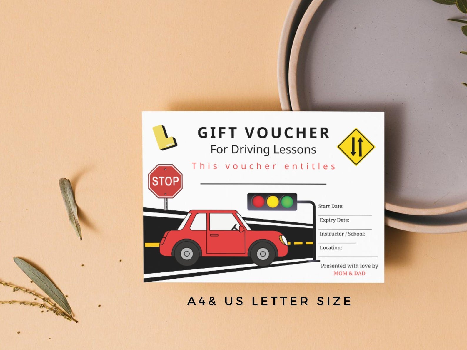 Editable Driving Lesson Gift Voucher, Printable Driving Instructor ...