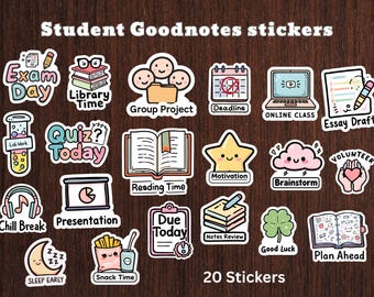 Schüler Digitale Aufkleber | Schulstudie Aufkleber | College-Planer PNG | Vorgeschnittene iPad Planner Icons