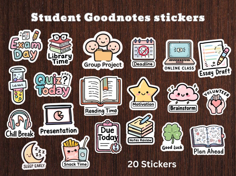 Student Digital Stickers | School Study Stickers | College Planner PNG ...