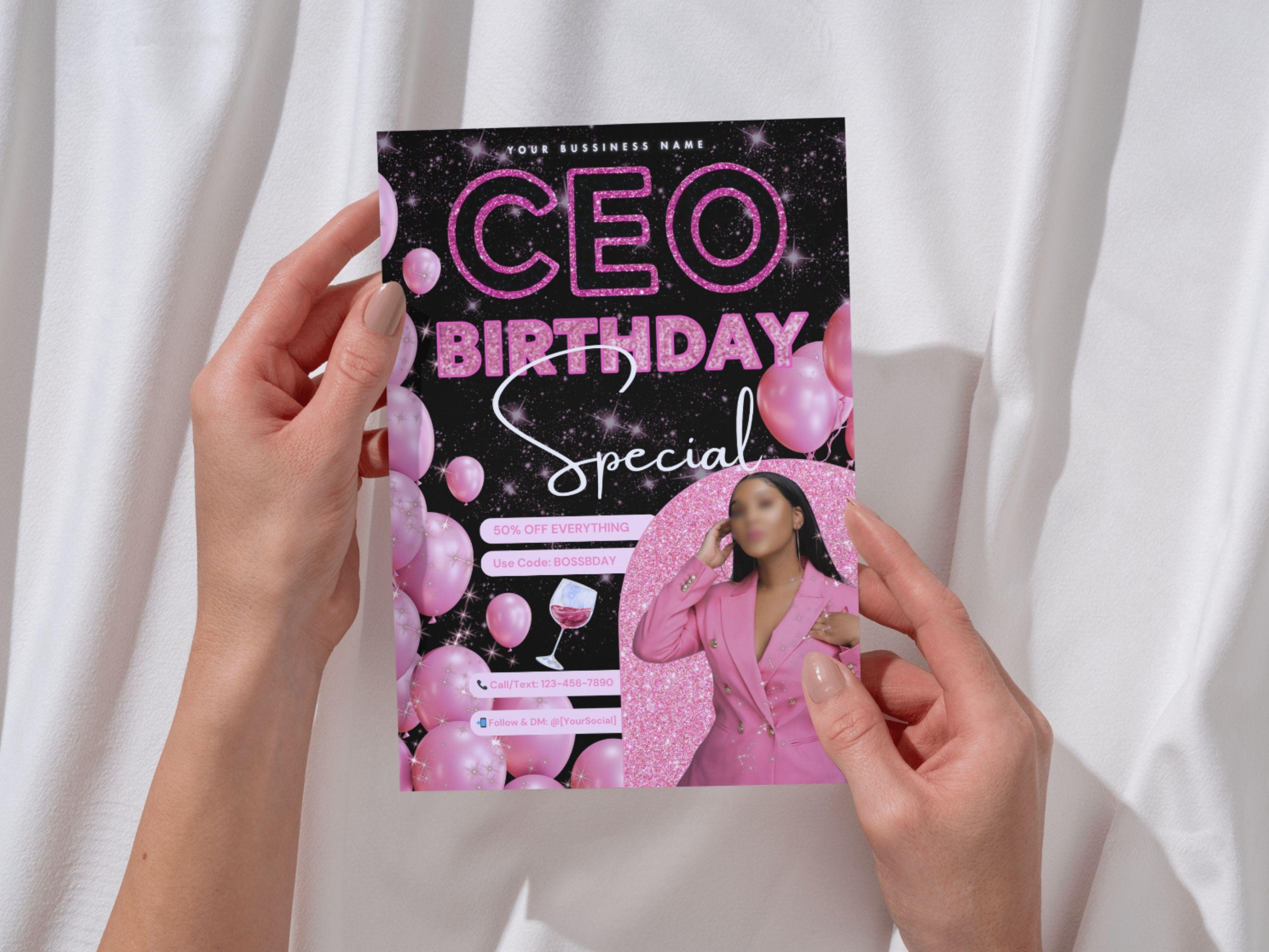 Editable CEO Birthday Flyer Template, Boss Girl Flyer, Flash Sale Promo ...