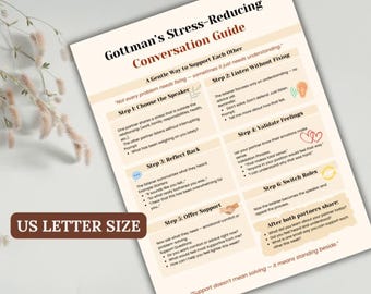 Stressabbauende Konversationskarte für Paare, druckbare Kommunikation, Arbeitsblatt für Beziehungsberatung, US Letter PDF