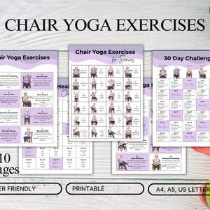 30 Day Chair Yoga for Seniors Challenge, Printable Exercise Guide, Chair Workout Plan PDF, Senior Fitness Home Workout, Digital Download