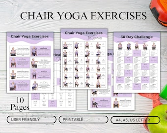 30 Tage Stuhl Yoga für Senioren Herausforderung, druckbare Übungsanleitung, Stuhl Workout Plan PDF, Senior Fitness Heimtraining, digitaler Download