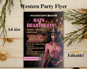 Western Theme Party Flyer Template | Country Rodeo Night Digital Invite | Cowgirl Event Poster | Editable Rustic Motion Graphic