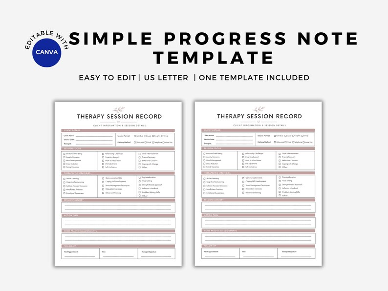 therapy template, clinical note, mental health,