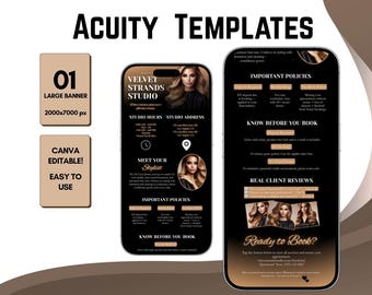 DIY Acuity Scheduling Vorlage für Friseure, bearbeitbares Canva Banner, Hair Business wundervolles Design, Salon Website Vorlage