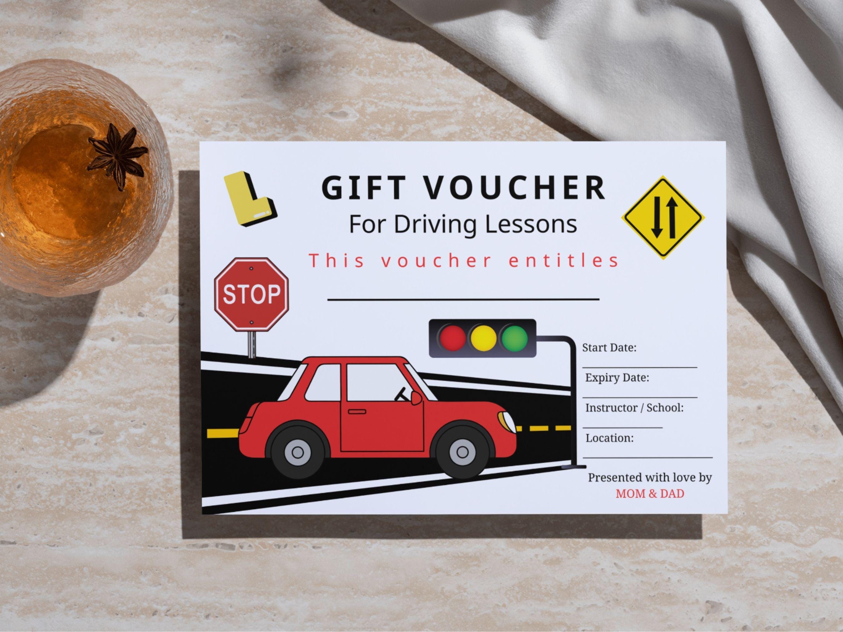 Editable Driving Lesson Gift Voucher, Printable Driving Instructor ...