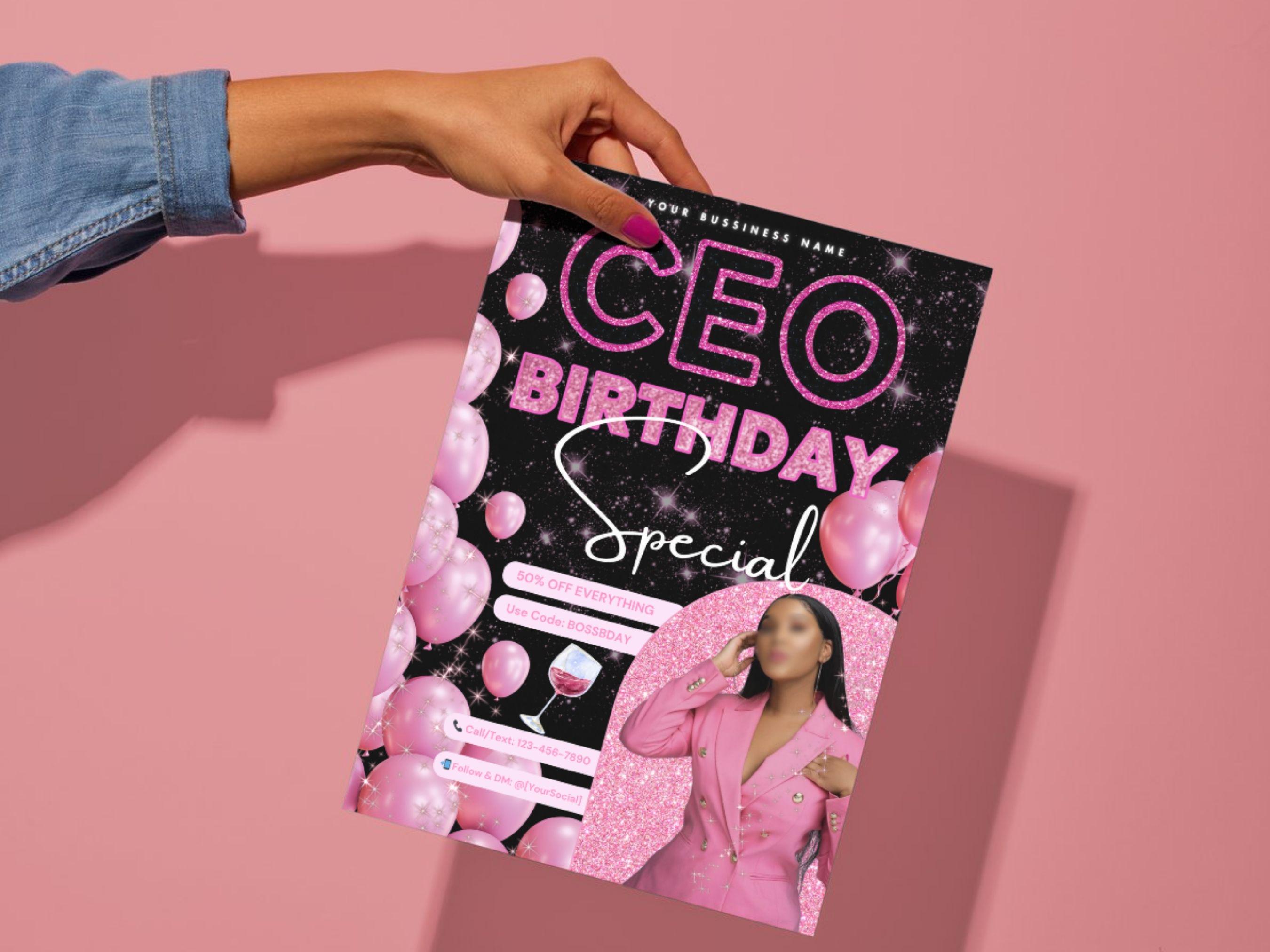 Editable CEO Birthday Flyer Template, Boss Girl Flyer, Flash Sale Promo ...