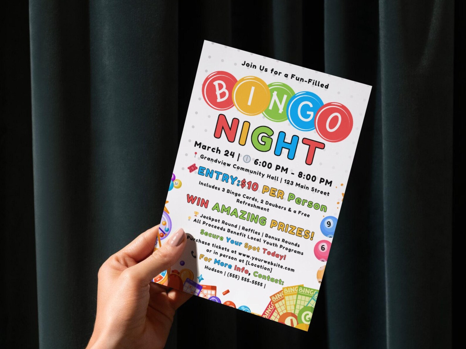 Editable Bingo Night Flyer Template, Night Game Invite, School Family ...