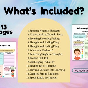 Thought Challenging Activity worksheets with structured exercises, ideal for use by therapists, teachers, and parents in various settings.