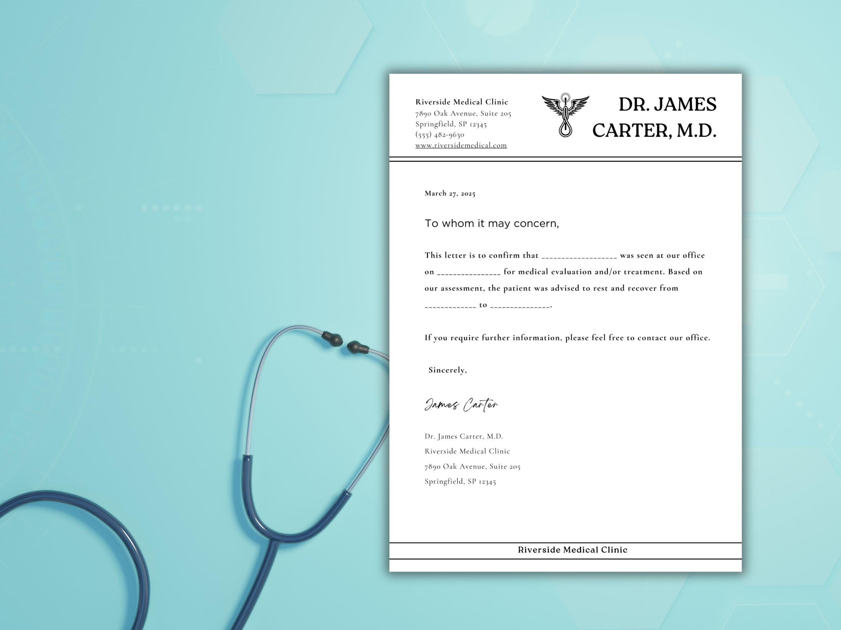 Editable Doctor Excuse Letter Template, Doctor's Note Printable, Doctor ...