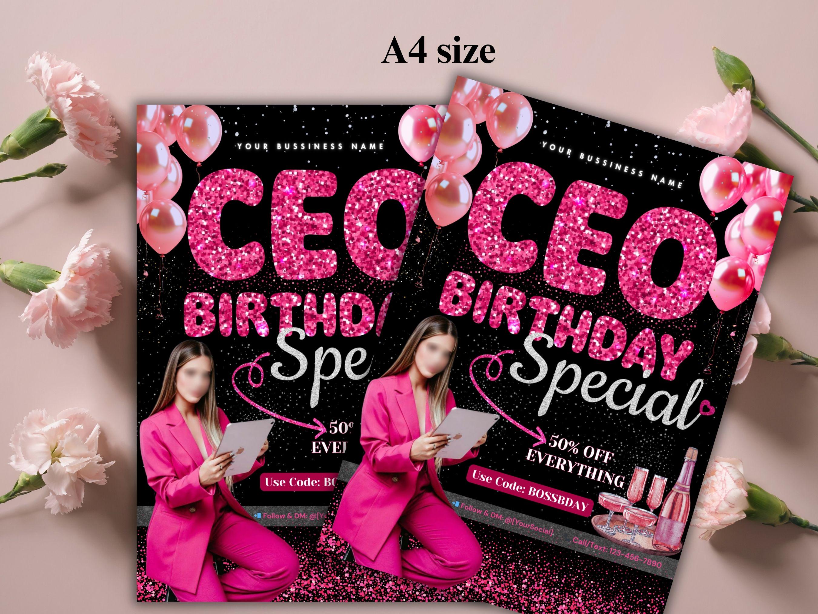 Editable CEO Birthday Flyer Template, Boss Girl Flyer, Flash Sale Promo ...