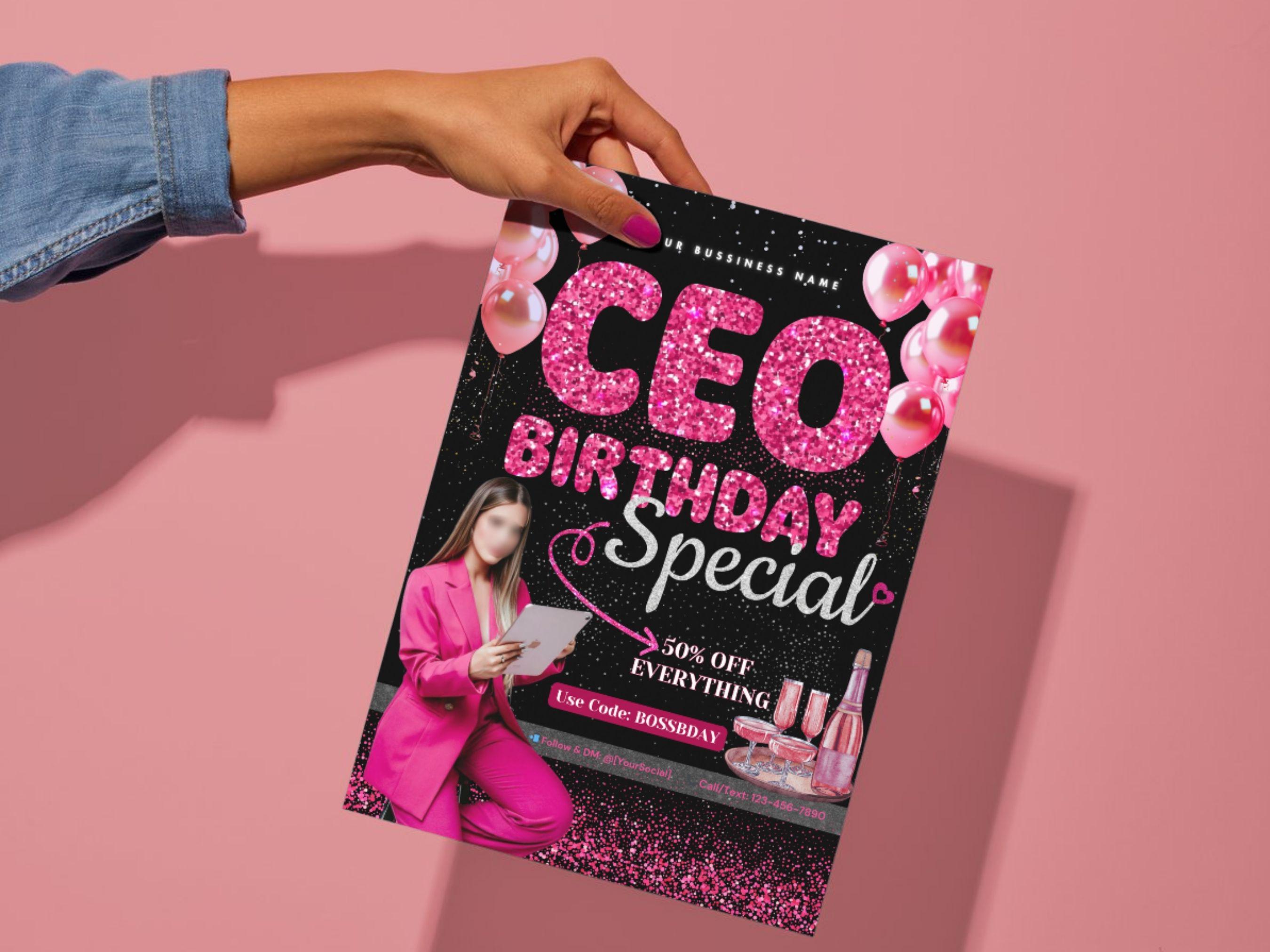 Editable CEO Birthday Flyer Template, Boss Girl Flyer, Flash Sale Promo ...