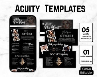 Acuity Scheduling Website Template for Hair Stylists, Editable Canva Booking Page Design, Beauty Branding Digital Download