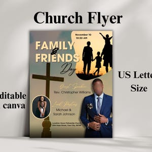 Familien- und Freunde-Tages-Kirchen-Flyer, bearbeitbare Familie-Freunde-Tag-Kirche-Flyer-Einladungsvorlage, Kirche-Familien-Tag-Ankündigung, Canva