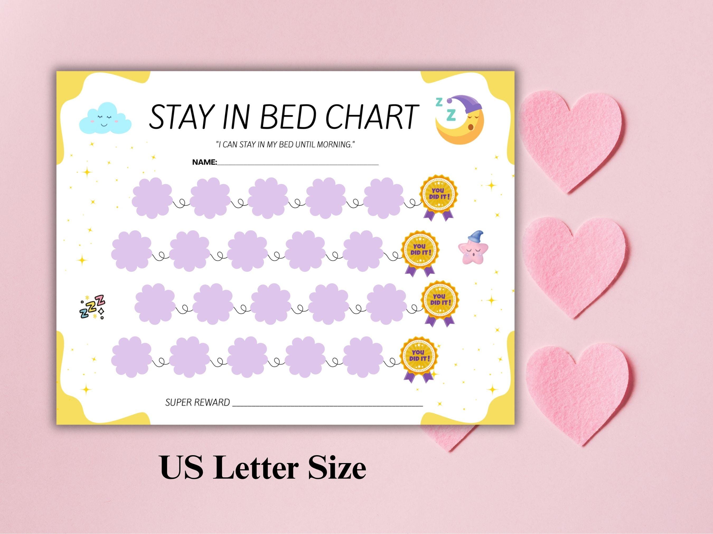 Stay in Bed Chart for Kids, Printable Bedtime Behavior Chart, Sleep ...