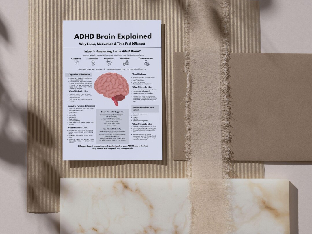 ADHD Brain Explained Cheat Sheet, Neurodiversity Education Printable ...