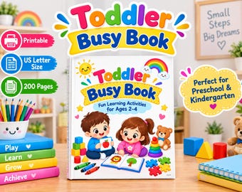 Toddler Busy Book Printable | Preschool & Kindergarten Activities | Educational Activity Book | Printable PDF | 200 Pages