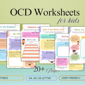 OCD Flashcards for kids, OCD worksheets Printable, OCD Therapy Games, Obsessive Compulsive Disorder Worksheets, School Counseling