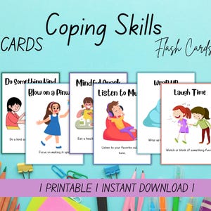Bewältigungsfertigkeiten Karteikarten für Kinder, Beruhigungseckkarten, Emotionsregulierungs-Toolbox, soziales, emotionales Lernen, Gefühls- und Bewältigungskonzepte
