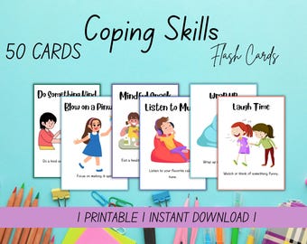 Coping Skills Flashcards for Kids, Calming Corner Cards Emotional Regulation Toolbox, Social Emotional Learning Feeling & Coping Strategies
