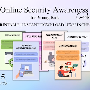Tarjetas didácticas de concientización sobre seguridad en línea para niños pequeños, práctica de seguridad, semana contra el acoso escolar, maestros y consejeros, acoso cibernético