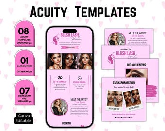 Rosa und Lila Acuity Scheduling Template | Chic Rosa und Lila-Buchungs-Seite | Scheduling-Seite für Beauty-Profis | DIY Canva Website Design