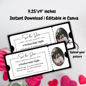 Editable Voucher for Set The Date, Date Night Voucher Template, Love Date Gift Coupon, Gift idea for Birthday, Ticket Voucher for a Date