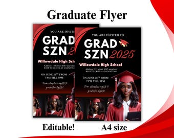 Editable Graduation Party Flyer Template, Class of 2025 Grad Announcement, College Decision Day Flyer, Senior Graduation Invitation, Canva