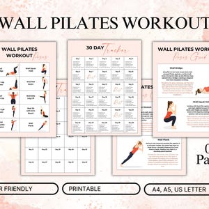 30 Day Wall Pilates Workout Challenge | Core Strength & Flat Stomach Exercises | Wall Workout for Women | Printable Fitness PDF