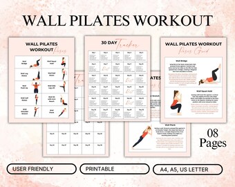 30 Day Wall Pilates Workout Challenge | Core Strength & Flat Stomach Exercises | Wall Workout for Women | Printable Fitness PDF
