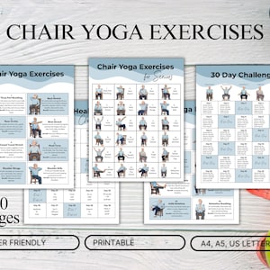 30 Day Chair Yoga for Seniors Challenge, Printable Exercise Guide, Chair Workout Plan PDF, Senior Fitness Home Workout, Digital Download