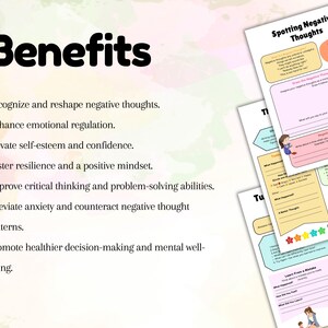 Printable Thought Challenging Activity worksheets for kids, featuring engaging tools to help with anxiety and build emotional resilience.