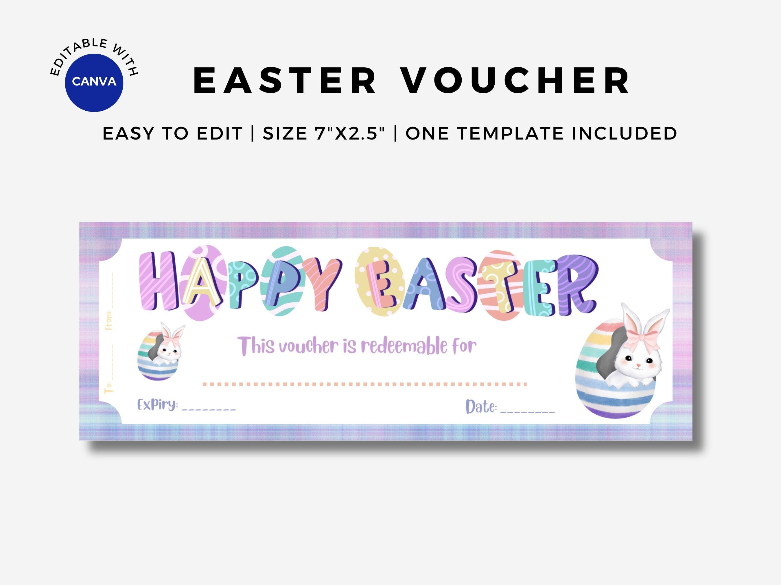 Editable Happy Easter Egg Hunt Voucher, Easter Egg Hunt Ticket Template ...