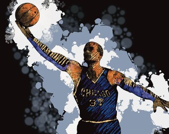 Plakat z motywem koszykówki – Plakat z męskim sportowcem – Dekoracja do pokoju nastolatka – Energetyczny wydruk – Nieoprawione dzieło sztuki sportowej – v08