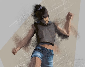 Plakat na ścianę z deskorolką – Abstrakcyjny plakat sportowy – Dekoracja do pokoju nastolatki – Dynamiczny wydruk z atletką – Bez ramki – v09