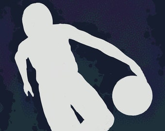 Basketball Wall Art – Female Athlete Poster – Teen Girl Bedroom Decor – Action Energetic Print – Unframed Sports Artwork – v08