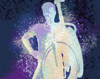 Arte murale con ciclista – Poster con ciclista maschio – Decorazione per camera da letto per ragazzi adolescenti – Stampa sportiva astratta – Opera d'arte di atleta senza cornice – v02