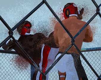 MMA Wall Art – Male Fighter Poster – Teen Boy Bedroom Decor – Abstract Mixed Martial Arts Print – Unframed Combat Sports Art – v01