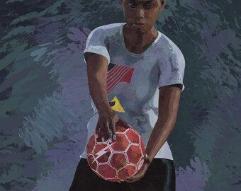 Plakat z piłkarzem – Abstrakcyjny plakat sportowy – Dekoracja do pokoju nastolatki – Dynamiczny wydruk z atletką – Bez ramki – v06