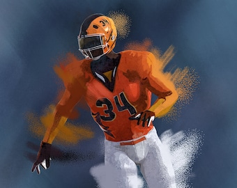 Football Wall Art – Male Athlete Poster – Teen Boy Bedroom Decor – Wide Receiver Action Print – Unframed Sports Artwork  - v14