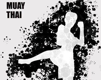 Väggkonst med Muay Thai – Poster med kvinnlig fighter – Sovrumsdekor för tonårsflicka – Abstrakt stridssporttryck – Oinramad atletkonstverk – v09