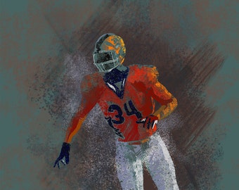 Football Wall Art – Male Athlete Poster – Teen Boy Bedroom Decor – Wide Receiver Action Print – Unframed Sports Artwork  - v15