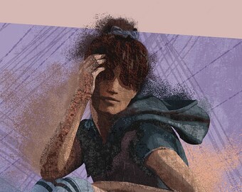 Plakat na ścianę z deskorolką – Abstrakcyjny plakat sportowy – Dekoracja do pokoju nastolatki – Dynamiczny wydruk z atletką – Bez ramki – v01