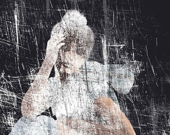 Plakat na ścianę z deskorolką – Abstrakcyjny plakat sportowy – Dekoracja do pokoju nastolatki – Dynamiczny wydruk z atletką – Bez ramki – v04