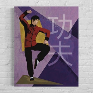 Kung Fu Wandkunst – Männliches Kampfkunst Poster – Teenager Jungen Schlafzimmer Dekor – Abstrakter Aktionsdruck – Ungerahmtes Krieger-Kunstwerk – v02