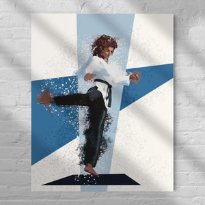 Karate Wall Art – Female Martial Artist Poster – Teen Girl Bedroom Decor – Abstract Sports Print – Unframed Athlete Art – v03
