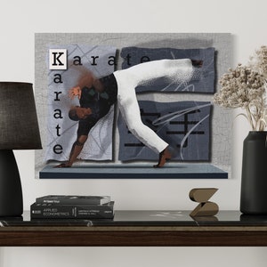 Karate Wall Art – Male Martial Artist Poster – Teen Boy Bedroom Decor – Abstract Sports Print – Unframed Action Artwork – v12